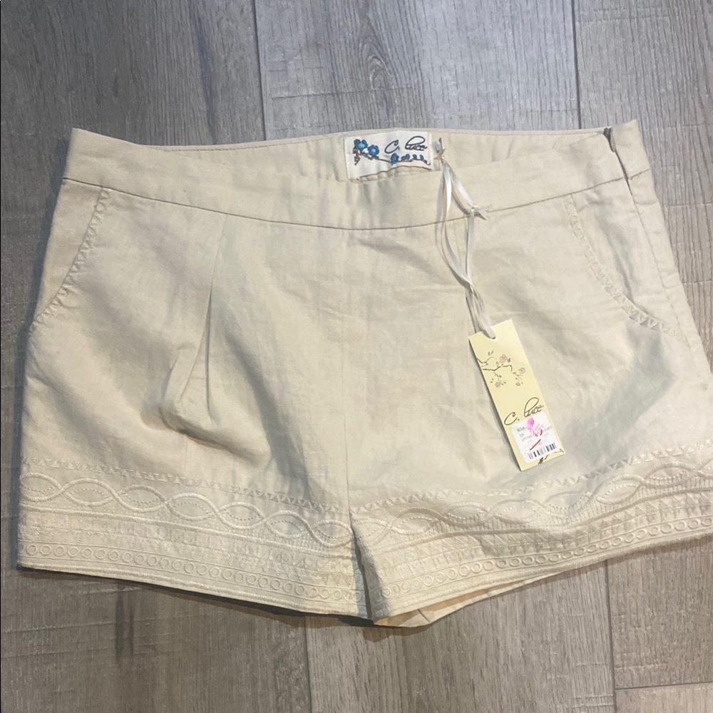 C. Luce Cream High Waist Shorts Tailored Design